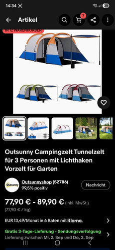 Outsunny tunnelzelt personen - tunnelzelt,